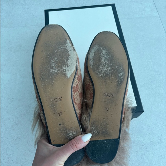 Gucci Printed fur canvas mules - Picture 3 of 6